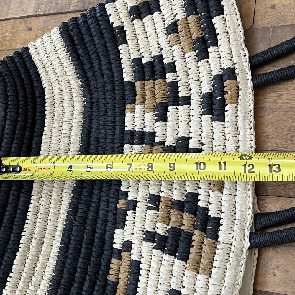 Time and Tru Black, Cream & Brown Woven Tote with Matching Wristlet - Picture 8 of 9